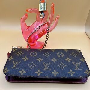 Authentic Louis Vuitton monogram Wallet Clutch with chain and lock